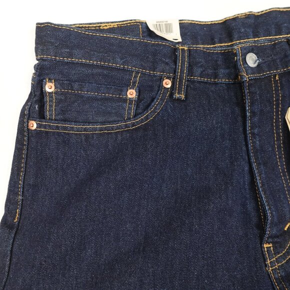 NEW Levi's 505 Jeans Men's 36x32 Straight Leg 100% Cotton Dark Wash Regular Fit - Picture 10 of 14